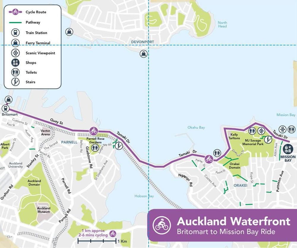 arrosa cycleway Auckland mapa