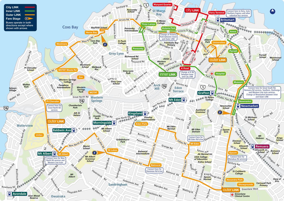 Auckland autobus ibilbidea mapa