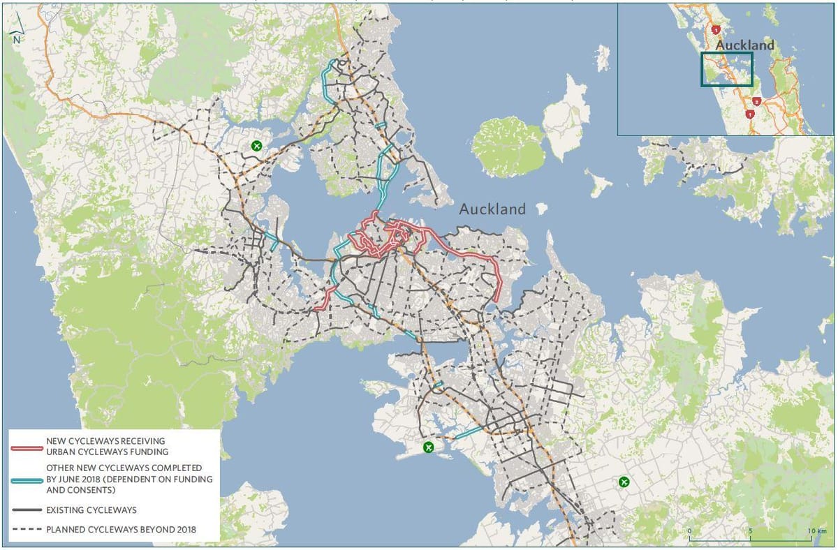 mapa cycleway Auckland mapa