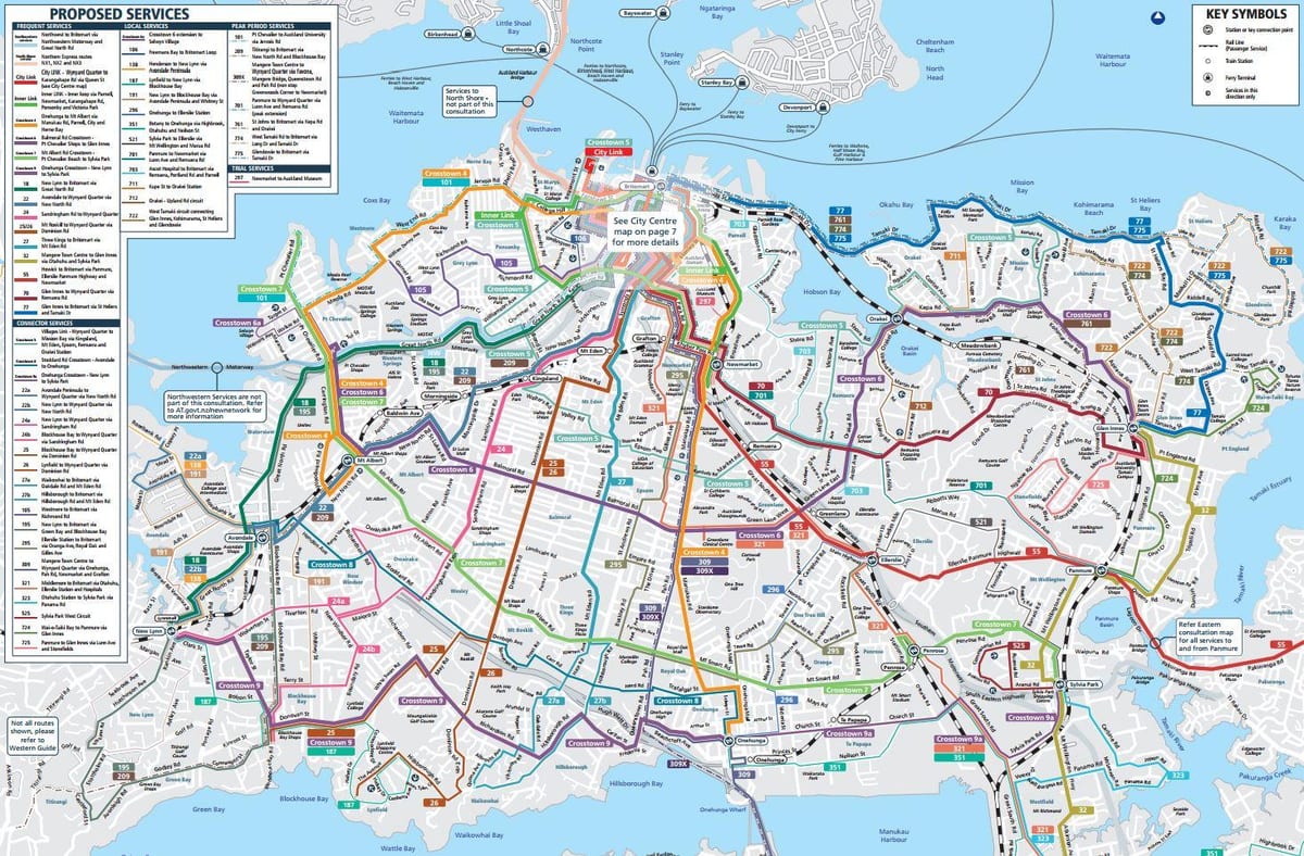Auckland garraio publikoaren mapa