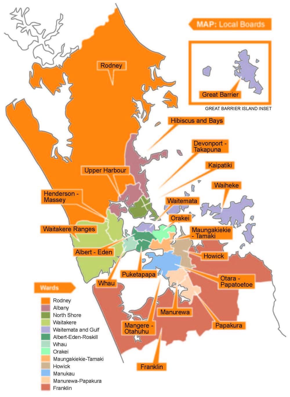 Auckland kontseiluak mugak mapa