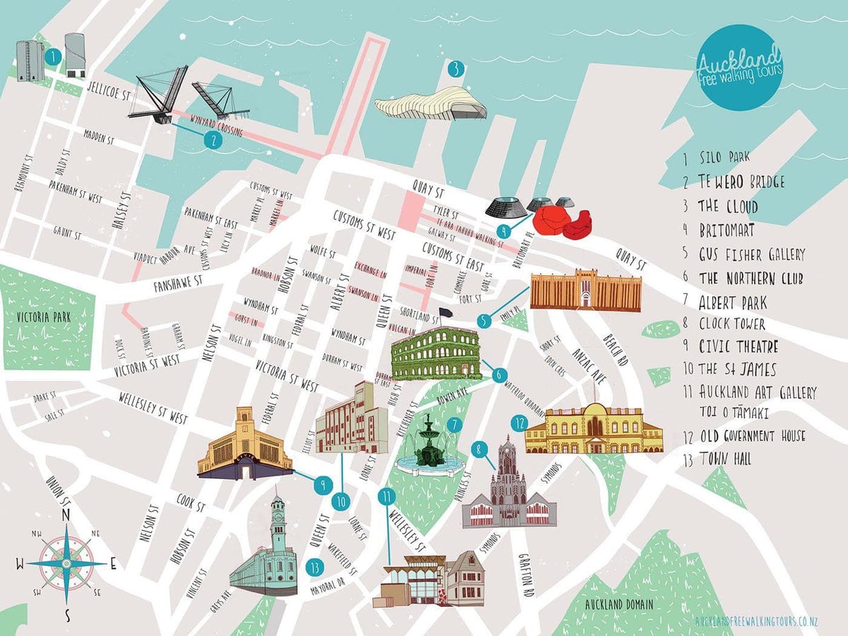 Auckland hiri ibiltzen mapa