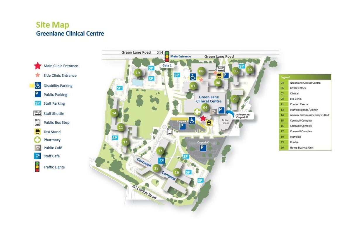 mapa Middlemore ospitalea