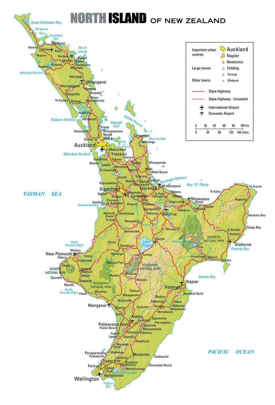 mapa north island, New Zealand