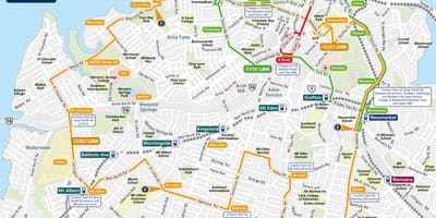 Auckland autobus ibilbidea mapa