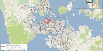Mapa cycleway Auckland mapa