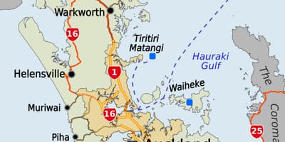 Mapa Auckland eskualdea