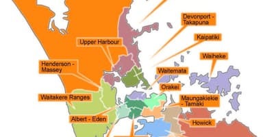 Auckland kontseiluak mugak mapa
