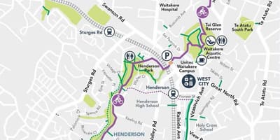 Mapa Henderson Auckland